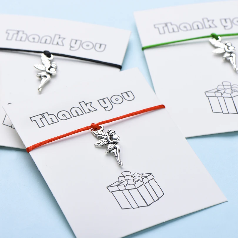 IYOE Wish Card Thank You Чарм "Фея" браслеты для женщин девушек ручной тканый счастливый красный браслет с огранкой и Висячие Подарочные ювелирные изделия