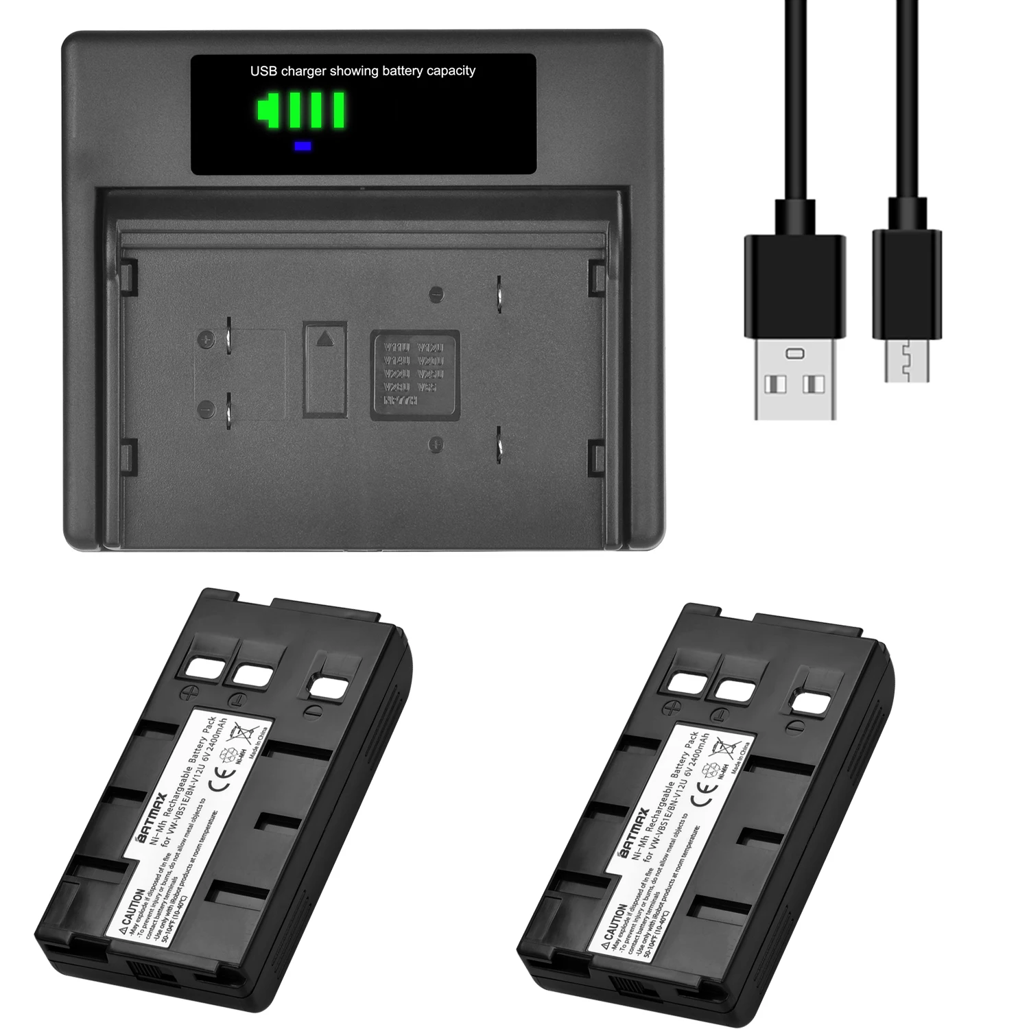 Bateria + Carregador de Led para Jvc Bn-v10ubn-v14ubn-v15bn-v18u Bn-v22u Bn-v24ubn-v25u Pv-bp15 2 Pçs 2100mah Bn-v12u Bn-v11u