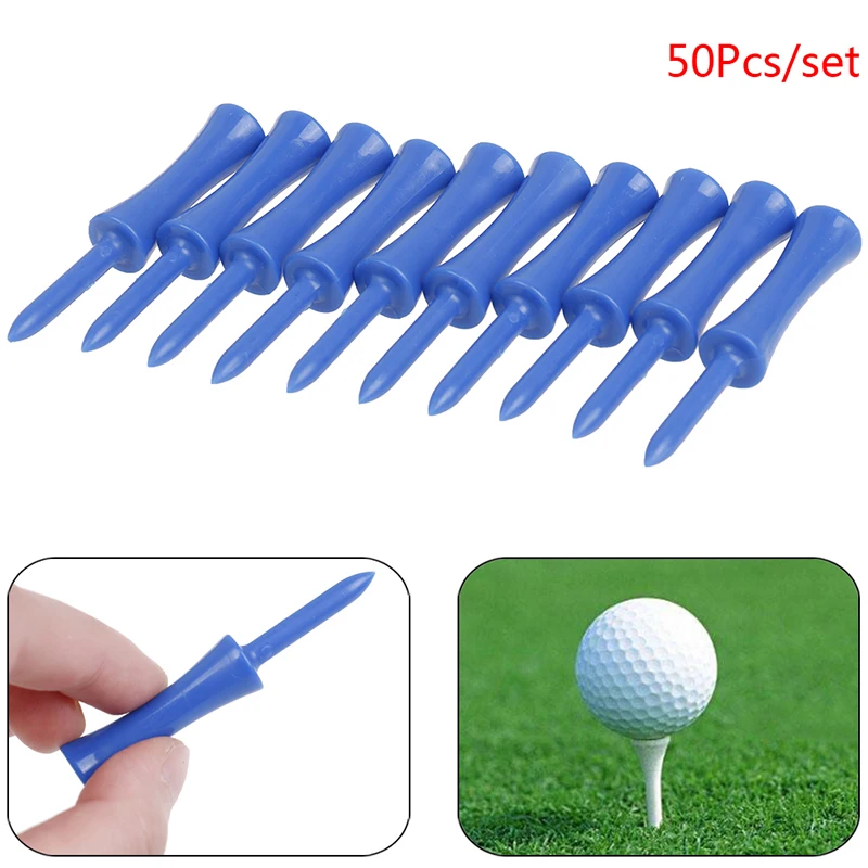 

50Pcs/set Golf Tees Activing Blue Color Plastic Golf Tees 83mm Durable Rubber Cushion Top Golf Tee