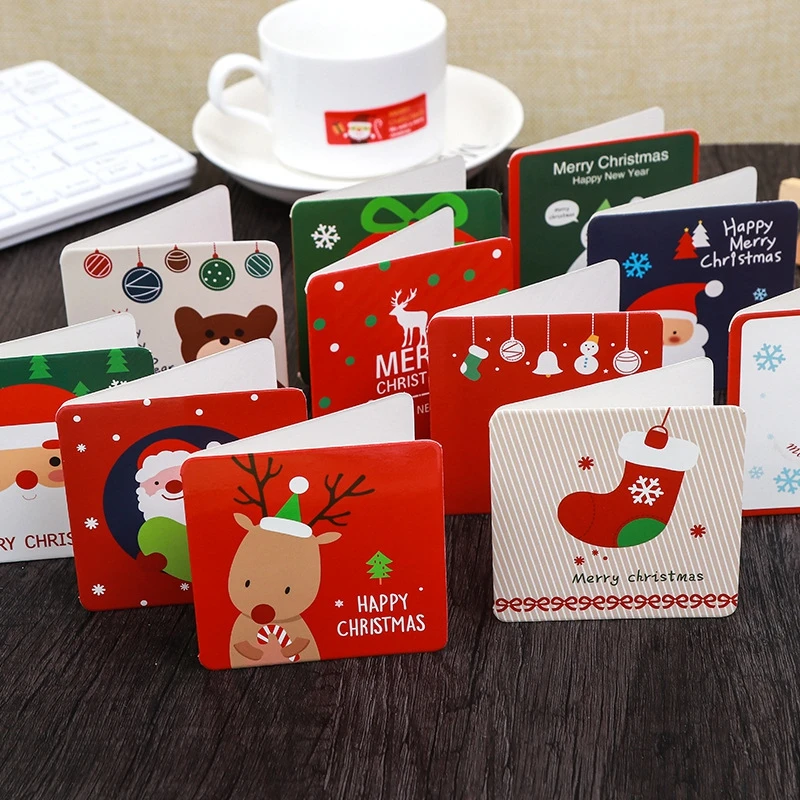 

144pcs Creative Merry Christmas Greeting Cards With Envelope Small Greeting Cards Mini New Year Postcards Gift Card Xmas Party