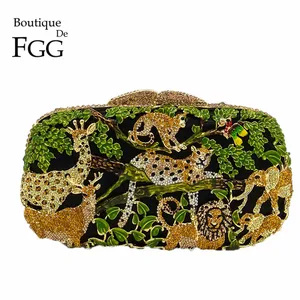 Boutique De FGG дождь лес джунгли женские Кристальные животные зоопарк вечерние сумки Дамская Алмазная вечерняя сумочка свадебный клатч