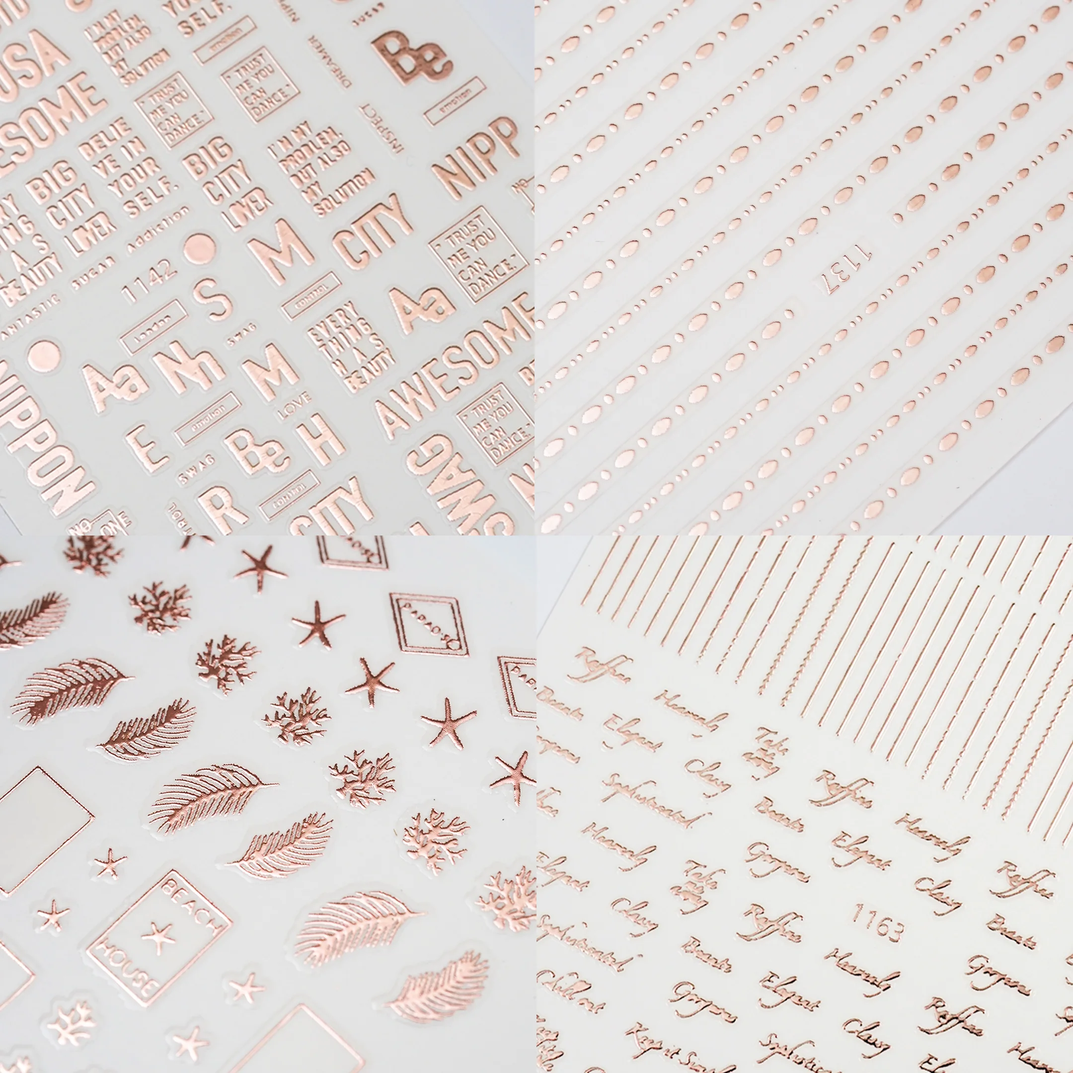 Английский алфавит Typo надпись графика розовое золото 3d гравировка наклейки для