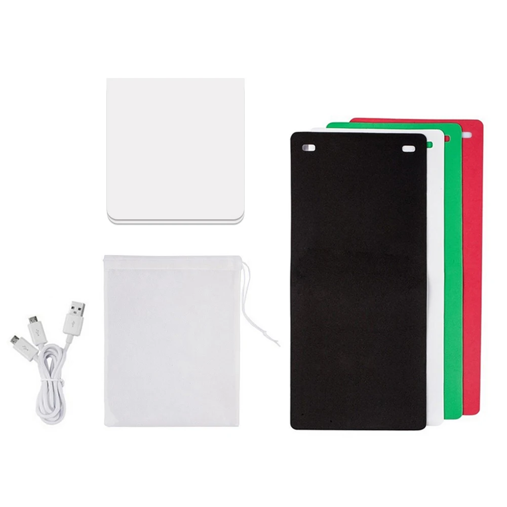 

40x40x40 Button Portable Photo Studio Light Box 2 LED Panels 6 Color Backdrops Mini Foldable Photo Shooting Photography lightbox