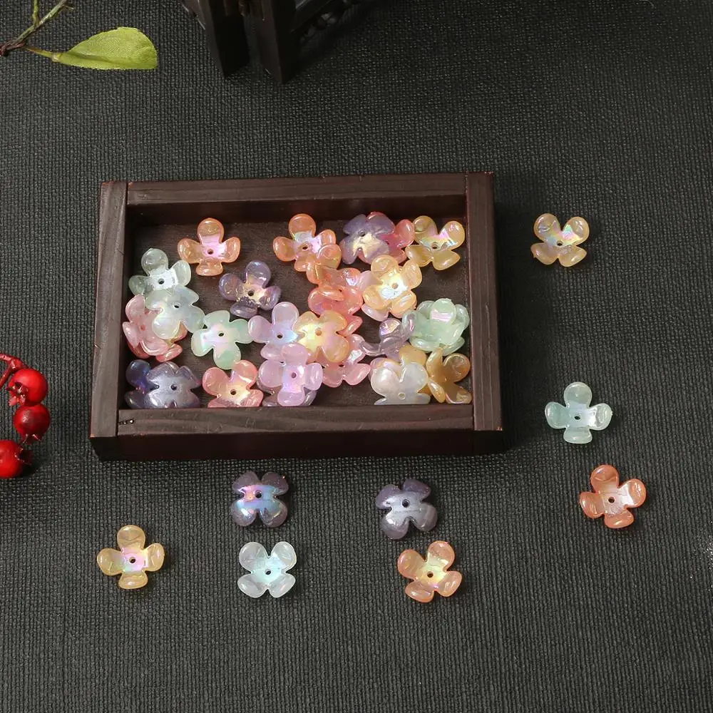 15 мм акриловые цветные Имитационные лепестки бусины для ювелирных изделий