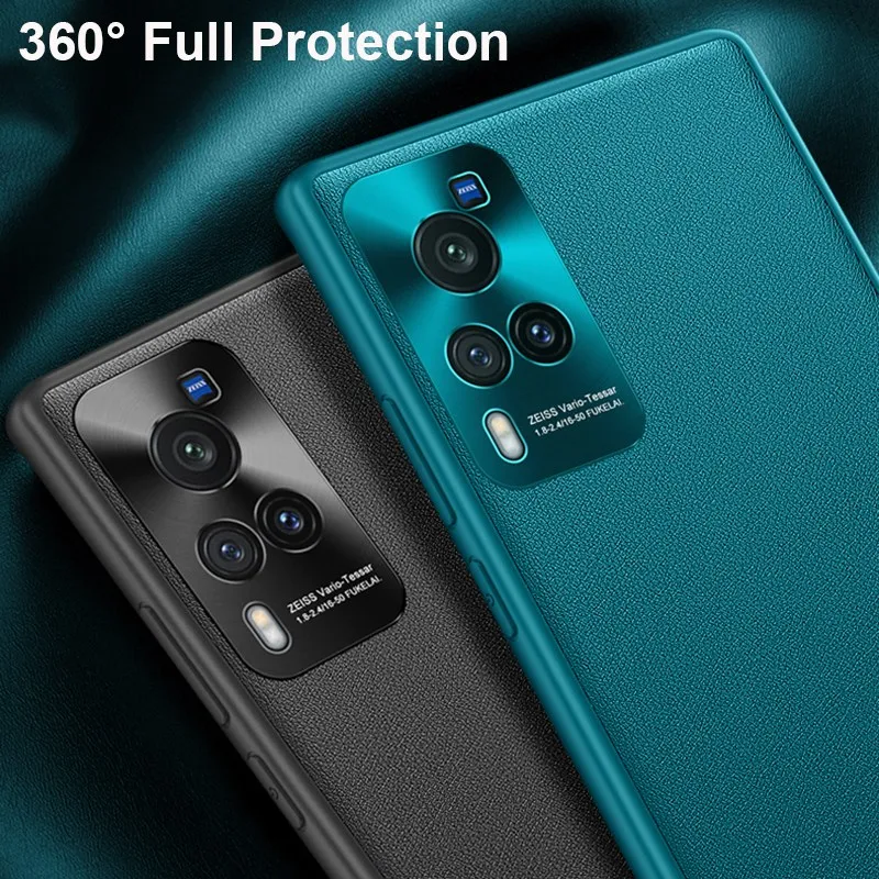 Luxury Leather Case For Vivo X60 Pro Plus Metal Camera Protection Silicone Cover Phone X50 S9 X27 Pro+ |