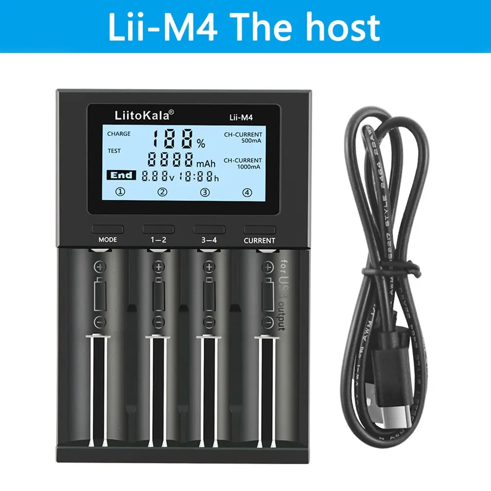 

LiitoKala Lii-M4 18650/26660 5V Typec Smart Universal Battery Charger Detectable Capacity Battery Charger With Screen T