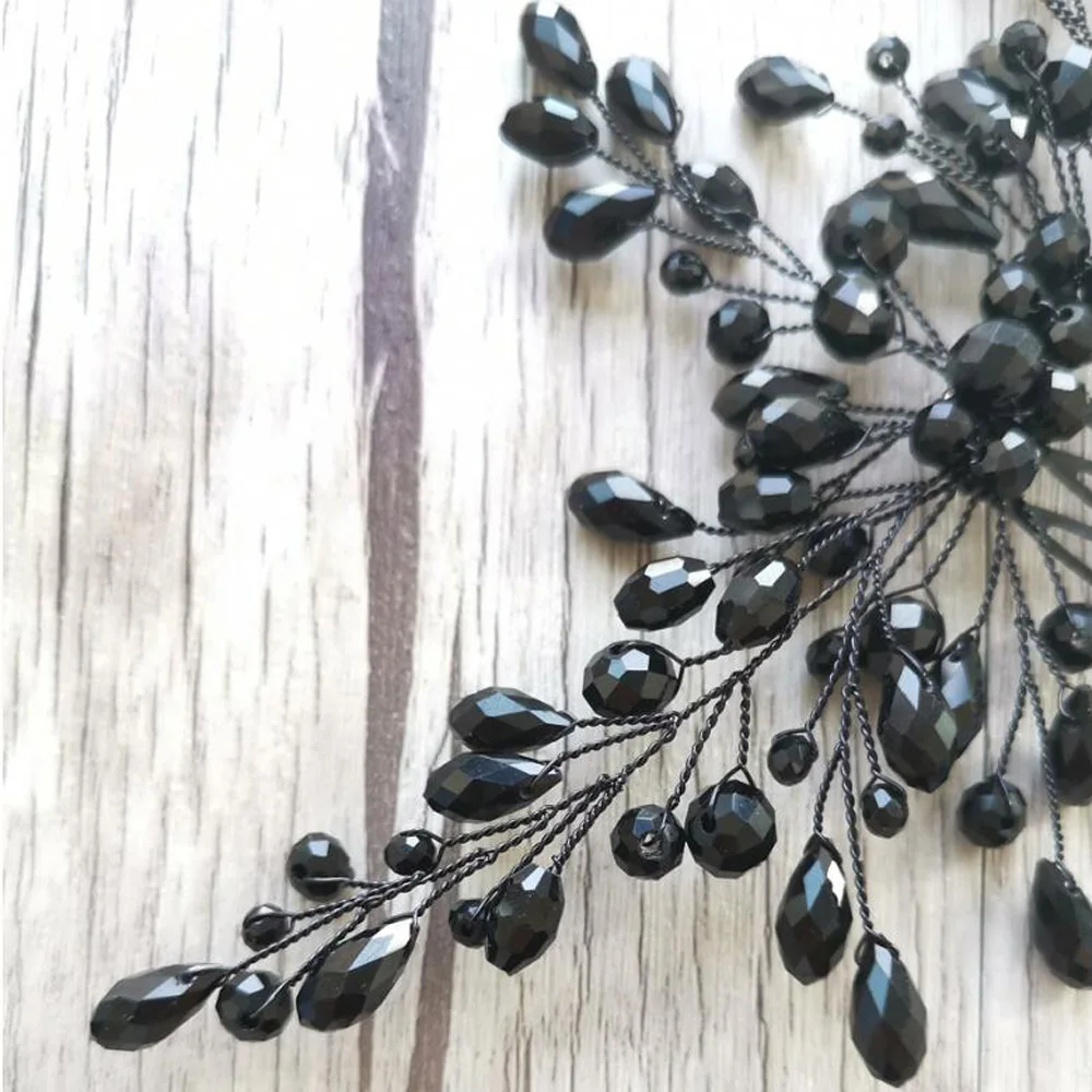 Женские аксессуары для волос с черным кристаллом гребни невесты свадебные