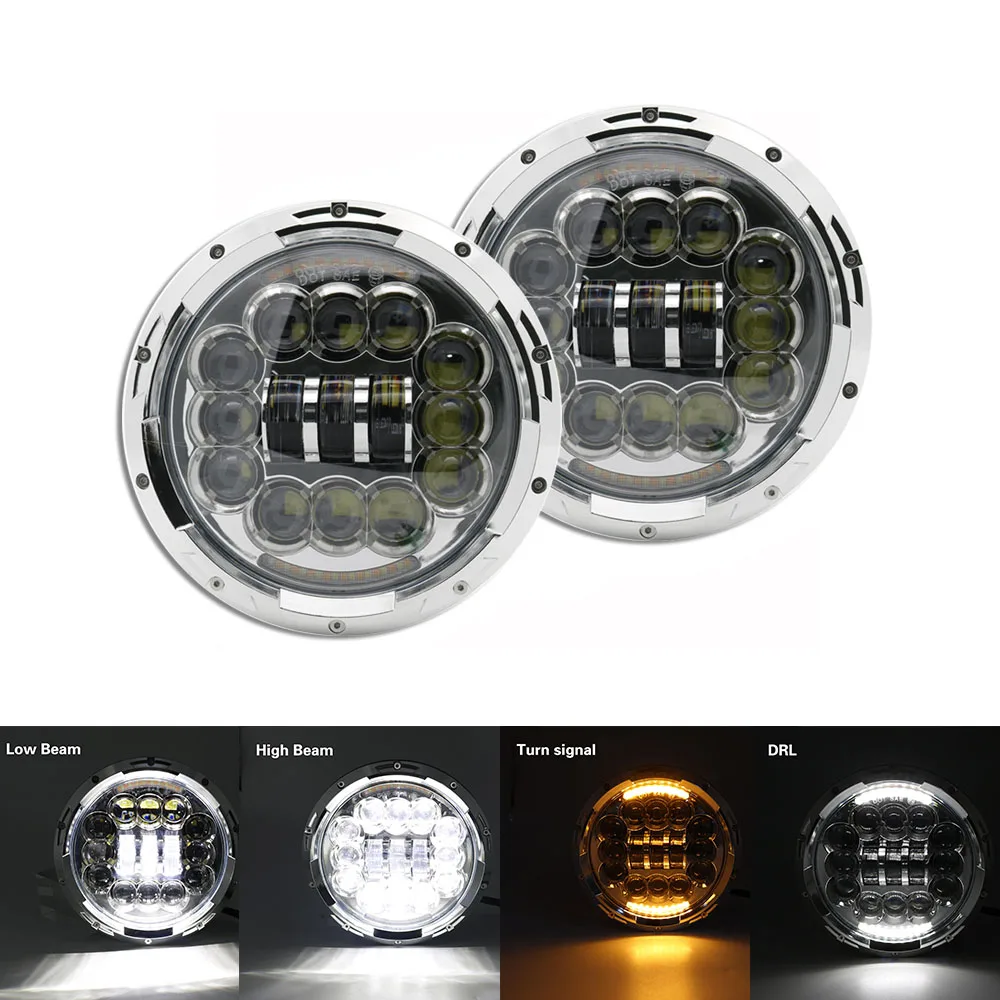 90w Halo light Silve Для Suzuki Samurai UAZ Hunter 7 дюймов светодиодный проектор фара с halo DRL& Amber Поворотная сигнальная фара для Lada 4x4 Urban Niva - Цвет: 90w Halo light Silve