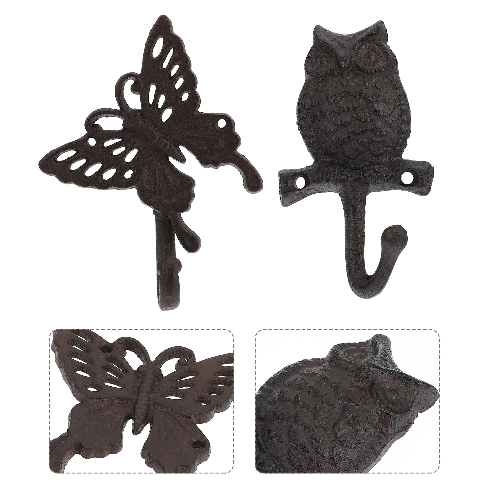 

2 Pcs Iron Hooks Wall Hooks Decorative Animals Shape Hooks Retro Bar Hooks