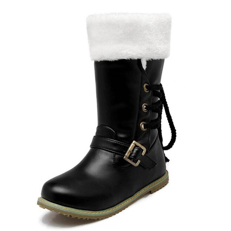 Белые женские сапоги Осень зима 2019 до середины икры на шнуровке модные теплые