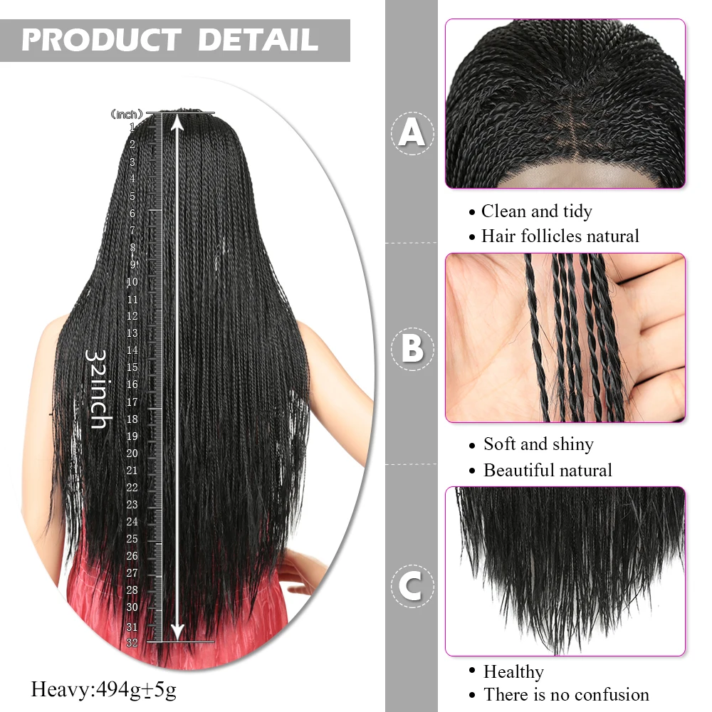 Длинные плетеные косички синтетические передние парики термостойкие волосы