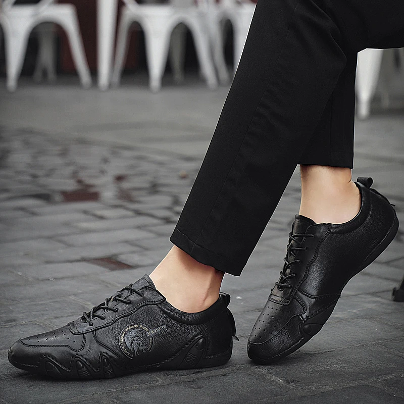 

Men Shoes fashion Genuine Leather Breathable lace up comfortable Casual Shoes Outdoor Men Sneakers Zapatos hombre big size 48