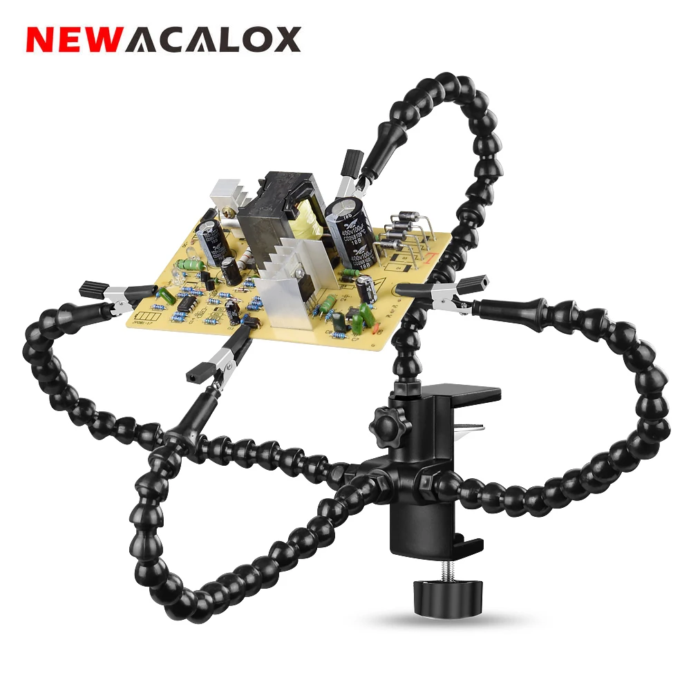 NEWACALOX ClampingTable пайки третьей руку PCB держатель 3X увеличительное Стекло USB