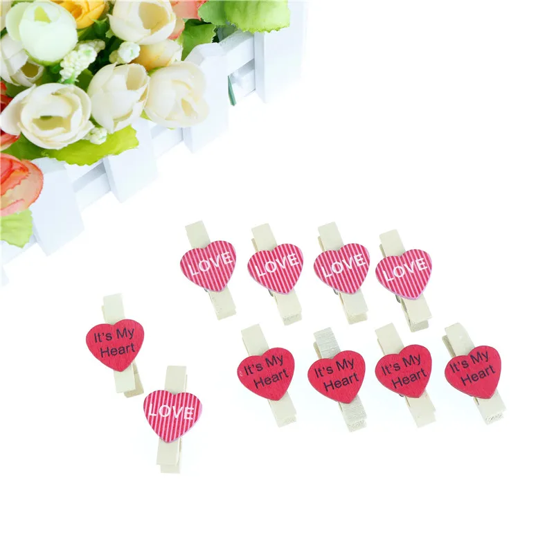 

10 PCS Cartoon Wooden Paper Clip Bookmark For Album Message Stickers Decor