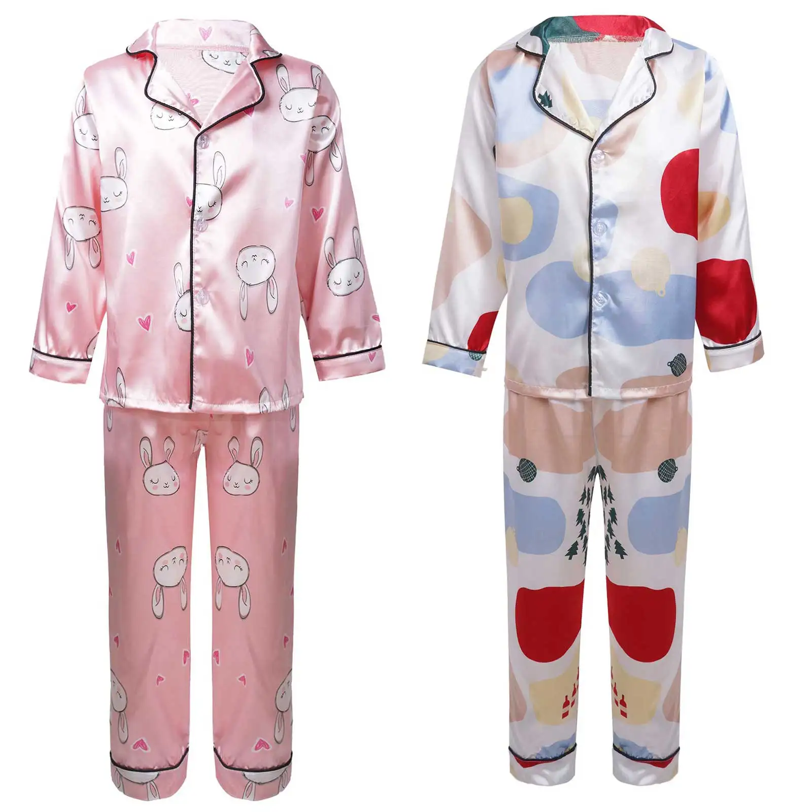 

Детские атласные пижамы с длинным рукавом для мальчиков и девочек, осенняя Милая мультяшная Домашняя одежда, детская пижама, одежда для сна, детская одежда, пижама