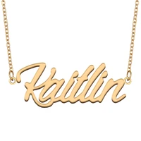 kaitlin name necklace for women stainless steel jewelry 18k gold plated nameplate pendant femme mother girlfriend gift