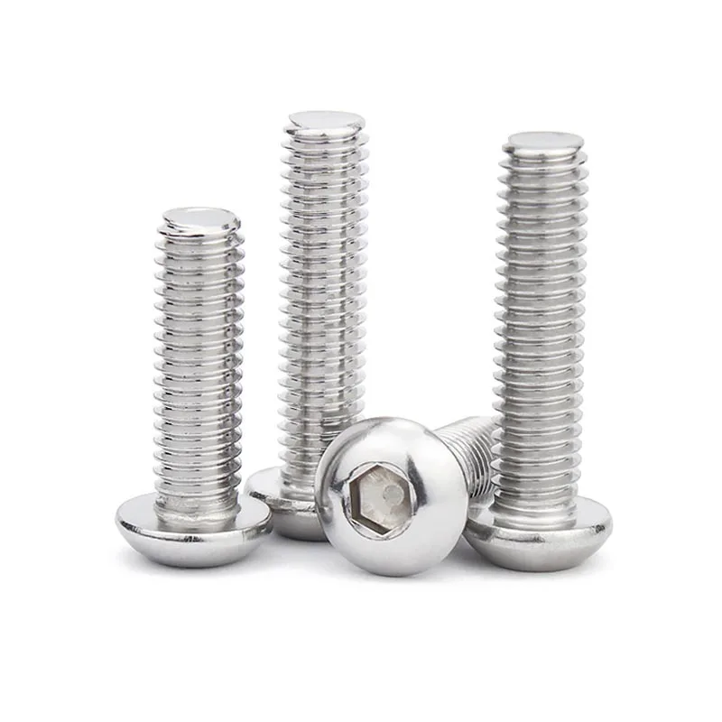 5/10/50pc M2 M2.5 M3 M4 M5 M6 M8 304 A2 Stainless Steel Black 10.9 Grade Hexagon Hex Socket Head Button Allen Bolt Screw ISO7380 - купить по