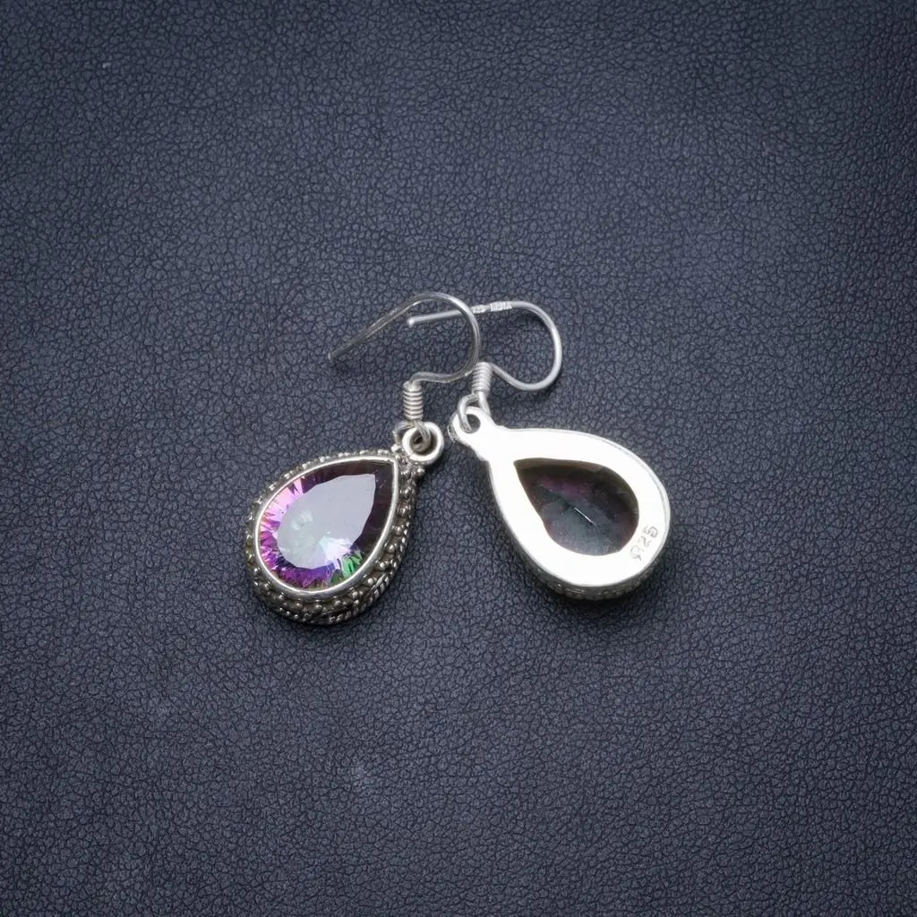 Природный Мистический топаз ручной работы уникальные серьги из стерлингового