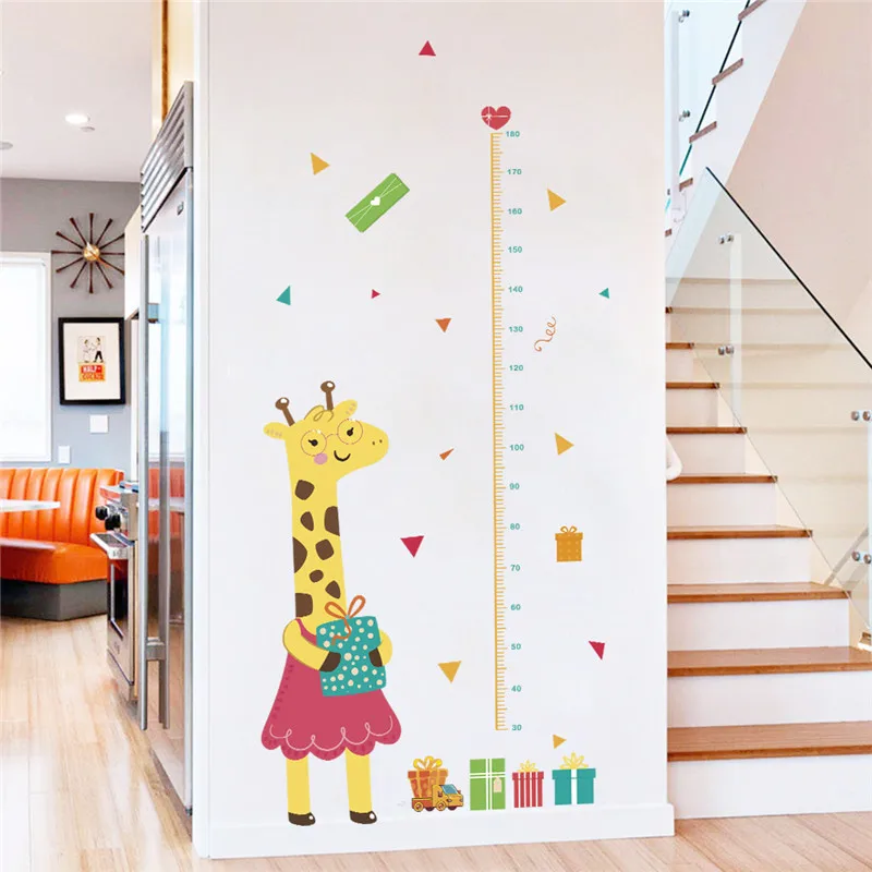 

Cartoon Giraffe Growth Chart Wall Stickers For Kindergarten Home Decoration Diy Height Measure Animal Mural Art Pvc Kids Decals