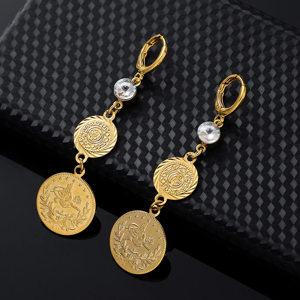 Серьги-подвески для женщин/девочек золото Мусульманский Исламский Аллах серьги