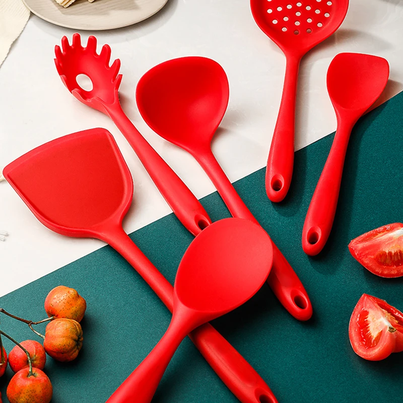 9/10/12PCS Silicone Cooking Utensils Set Non-stick Spatula Shovel Wooden Handle Tools With Storage Box Kitchen | Дом и сад