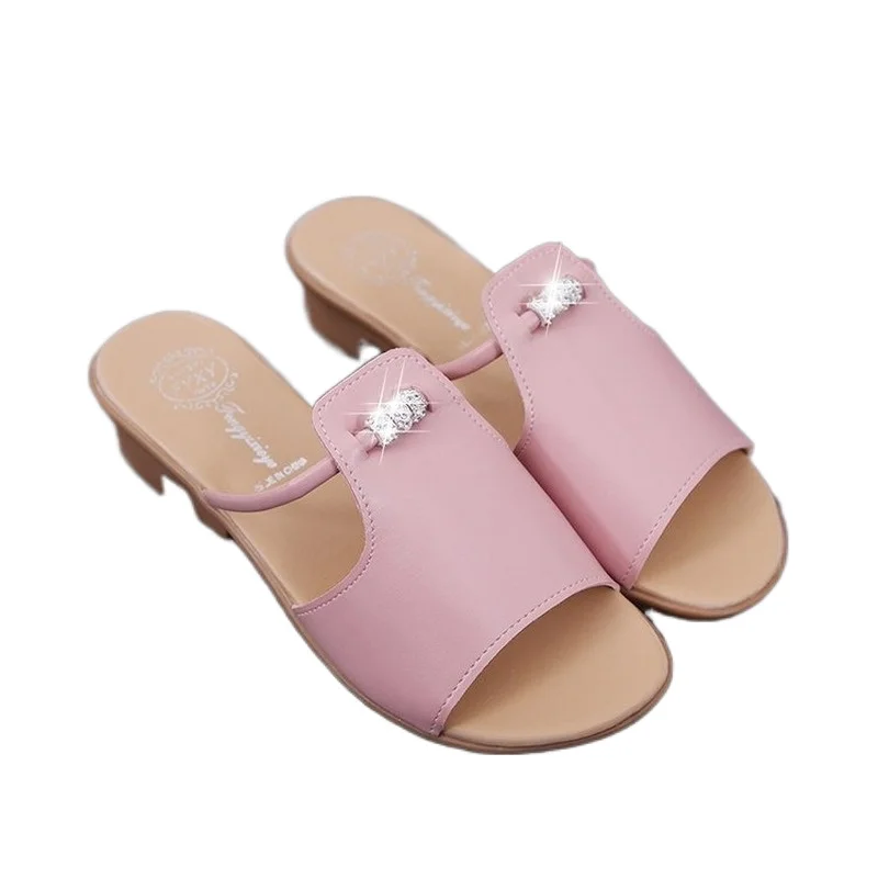 

Women Genuine Leather Slippers Flat Pointed Toe Buckle Slides Mules Shoes Low Heels Casual Spring Outdoor Shoes Slipper Women