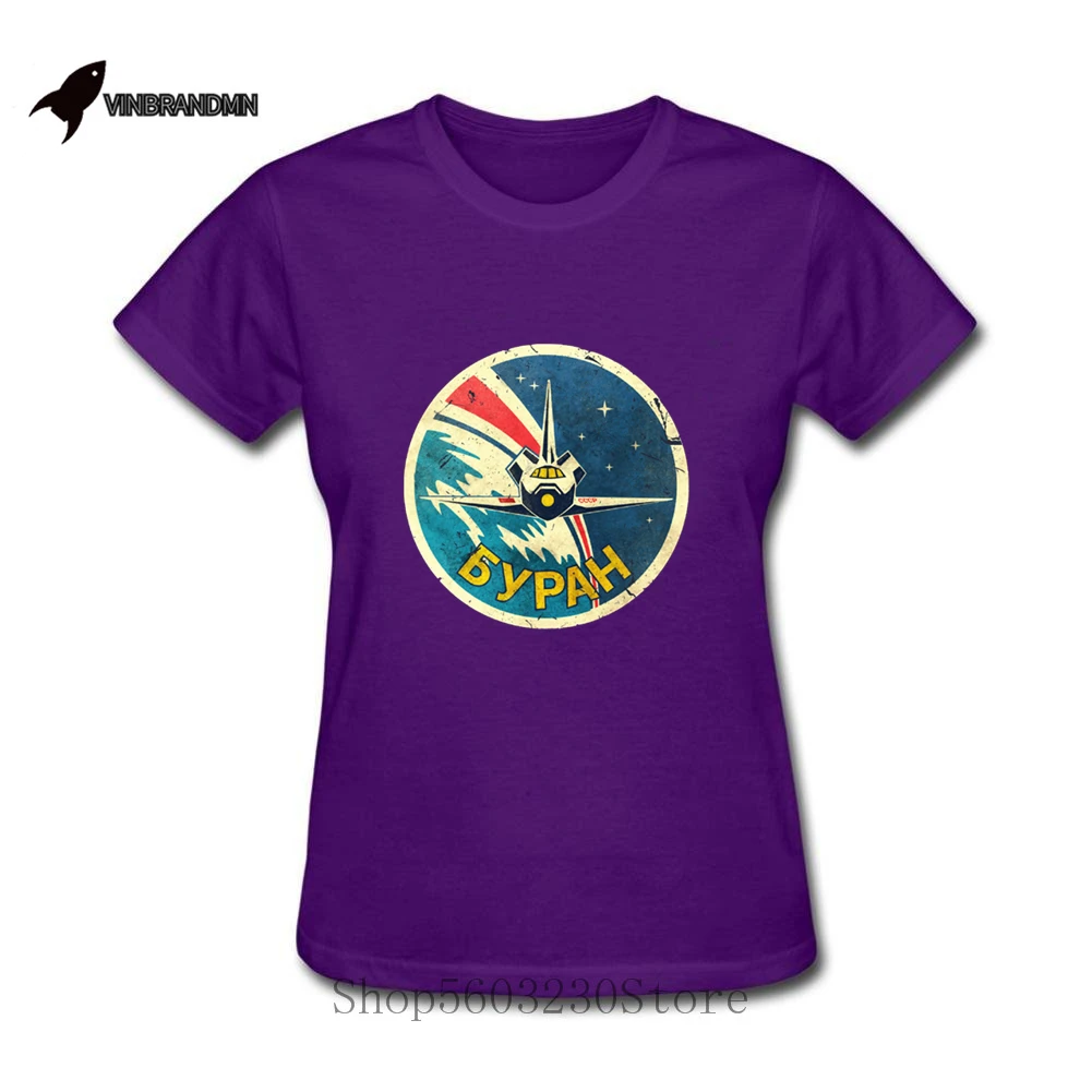 Classic Space Shuttle Emblem V01 T-Shirt Woman Vintage Russia CCCP Yuri Gagarin T shirt Soviet Exploration Program Retro TeeS | Женская