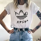 Хлопковые топы футболка для мужчин Ghibli Тоторо Забавные футболки Ullzang уличная женская футболка Homme Одежда Юнисекс футболки бойфренд подарок