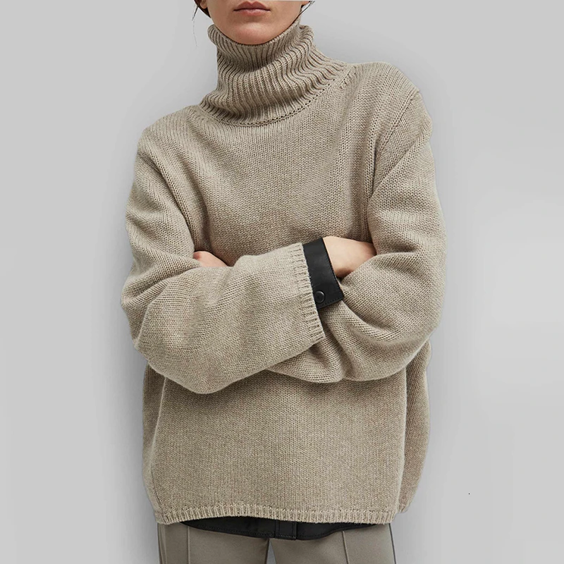 TWOTWINSTYLE Korean Knitting Minimalist Women's Sweater Turtleneck Long Sleeve Oversized Female Sweaters 2019 Autumn Fashion New | Женская