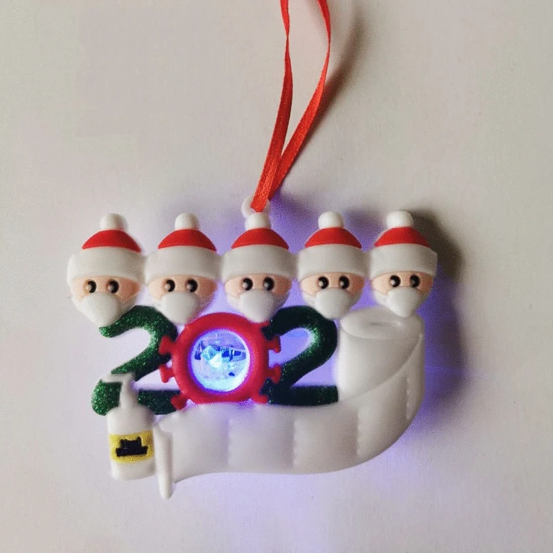 

Christmas Decor Ornament Xmas Tree DIY Snowman Family Mask Pendant with Light 27RF