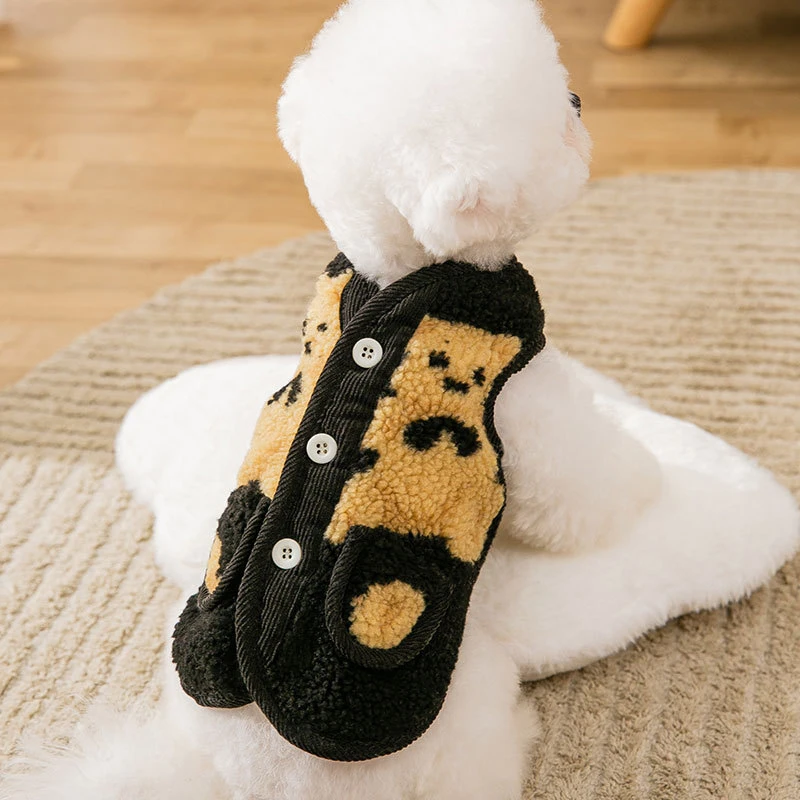 

New Polar Fleece Pet Vest Jacket for Small Dogs Cats Thicken Winter Warm Coat Clothes Printing Bear Pattern Cute Lovely Clothing