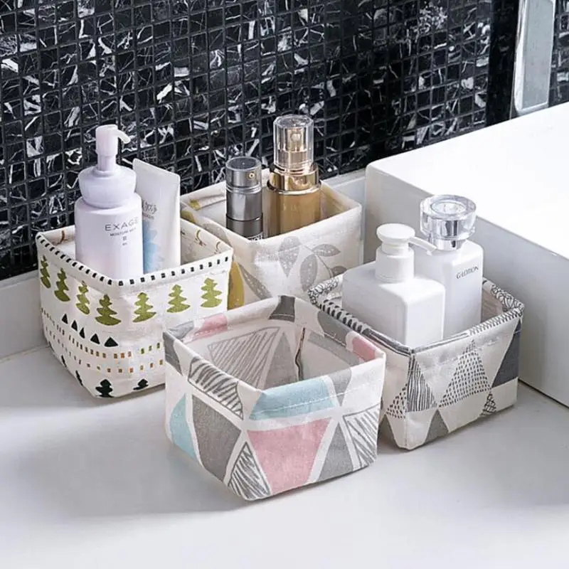 Складной мини контейнер для косметики с милым рисунком хлопковая льняная