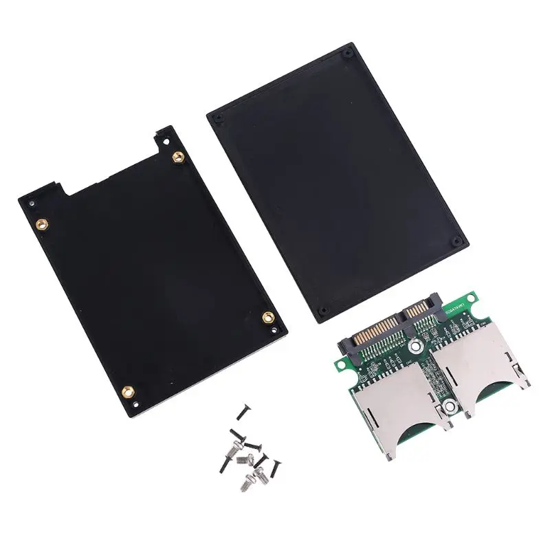 Переходник с 2 портами Dual SD SDHC MMC RAID на SATA, с чехлом для SD-карты любой емкости C26