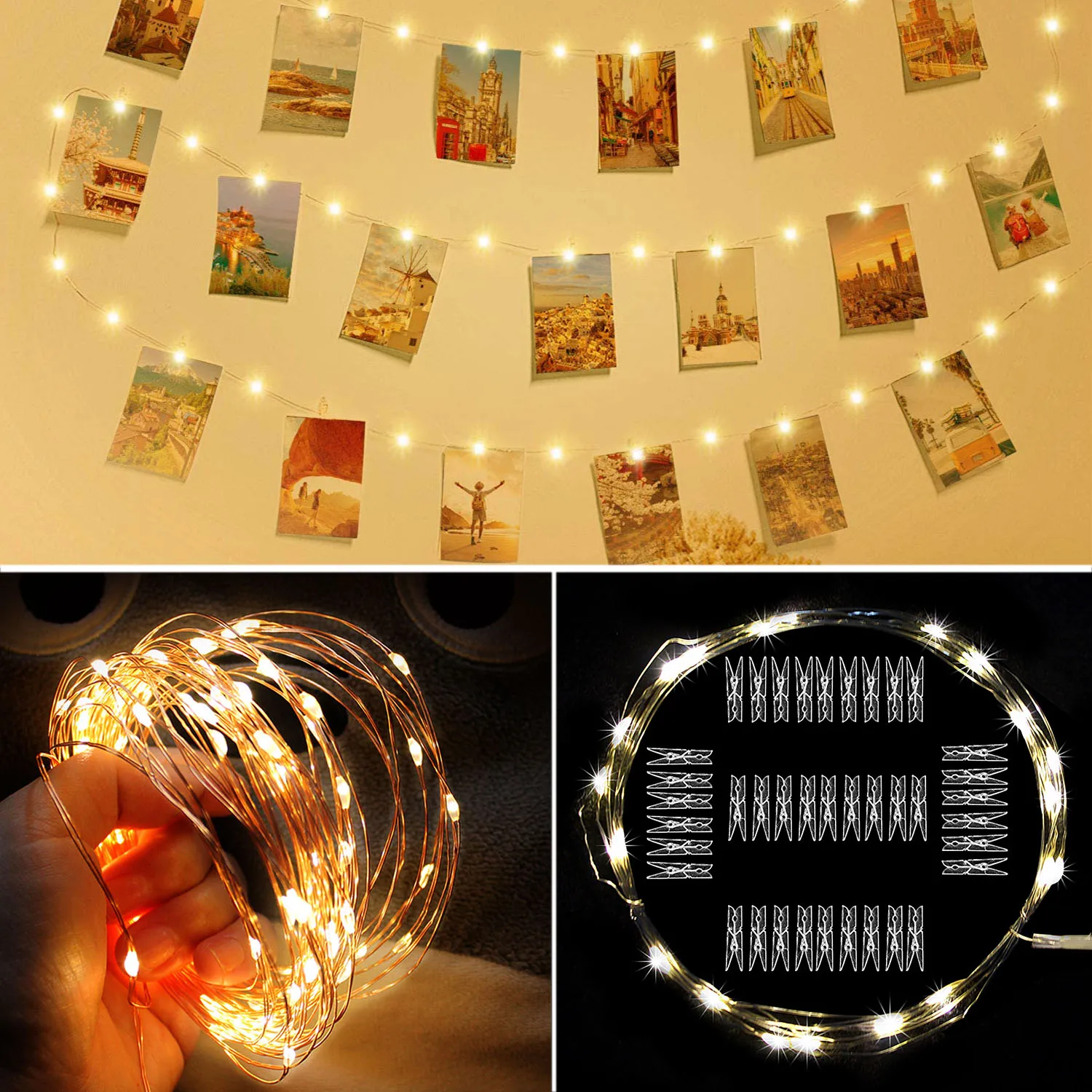 

10M USB Festoon Led Fairy Lights Chain Holiday Lighting String with Clips Battery Operated Garland Christmas Decor for Home Room