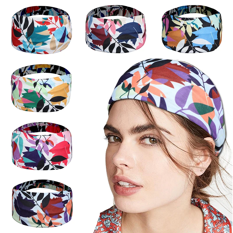 

Tie Dye Cycling Yoga Sport Sweat Headband Women For Men Women Yoga Hair Bands Head Sweat Bands Sports Safety Color Leaves