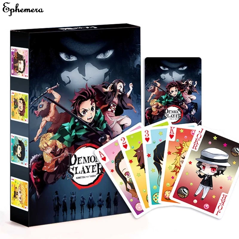 

Anime Jujutsu Kaisen Itadori Yuji Demon Slayer Fashion Paper Poker Cosplay Desk Playing Cards Board Creative Toys Xmas Gifts