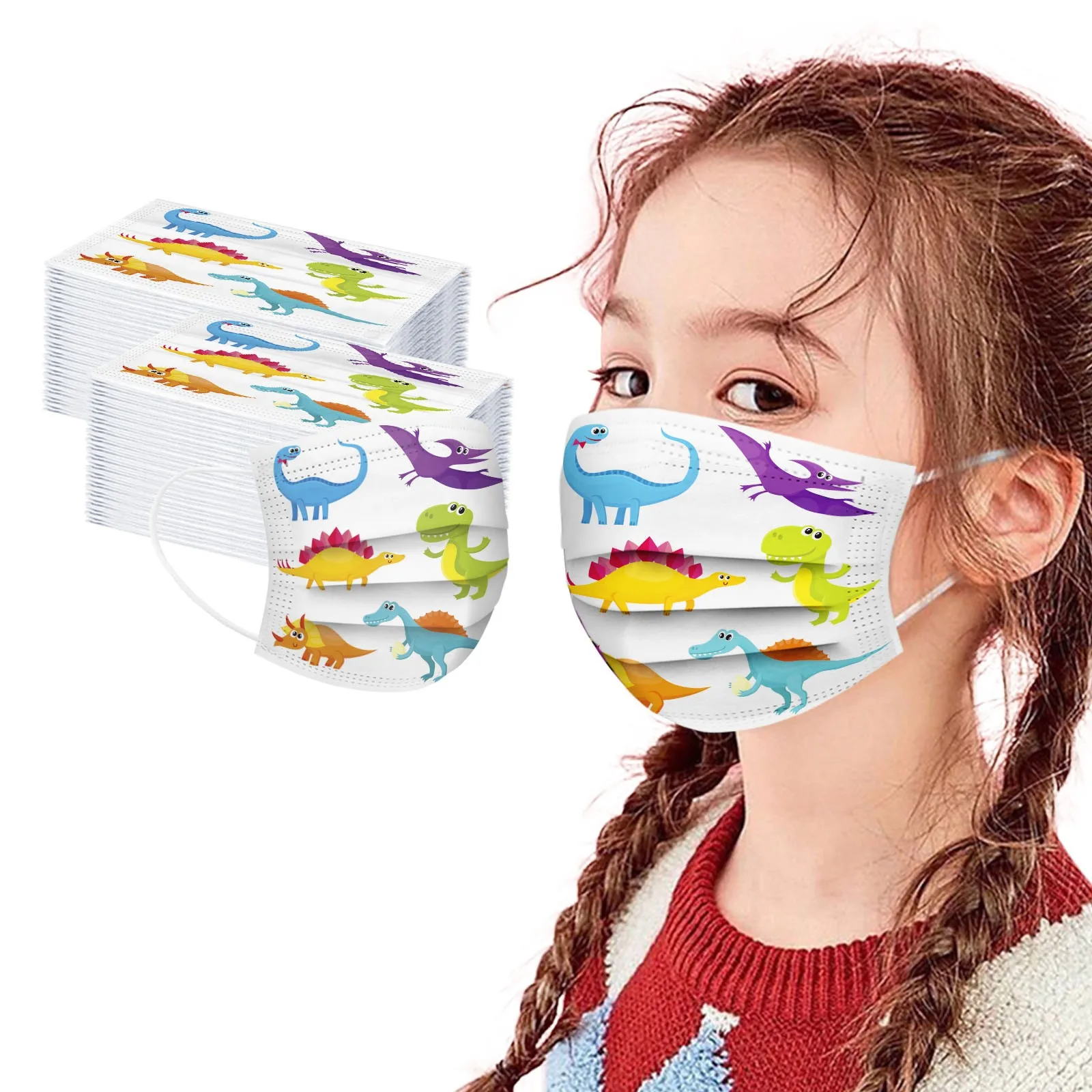 Маски динозавра детская маска для лица на Хэллоуин одноразовые детские маски