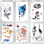 10x6 см, новая Временная модная Татуировка, милый кот и кролик