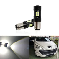 2x canbus p215w led car 1157 bay15d projector lights for peugeot 408 308 3008 rcz led drl daytime running lamp