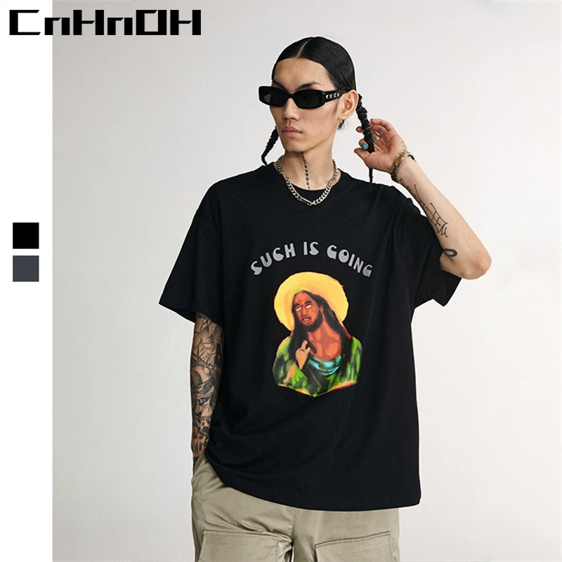 

CnHnOH Spring And Summer New HipsterTrend Chic Couple Hipster Oversize Creativity Short-Sleeved Men Tshirt Hot Selling A088