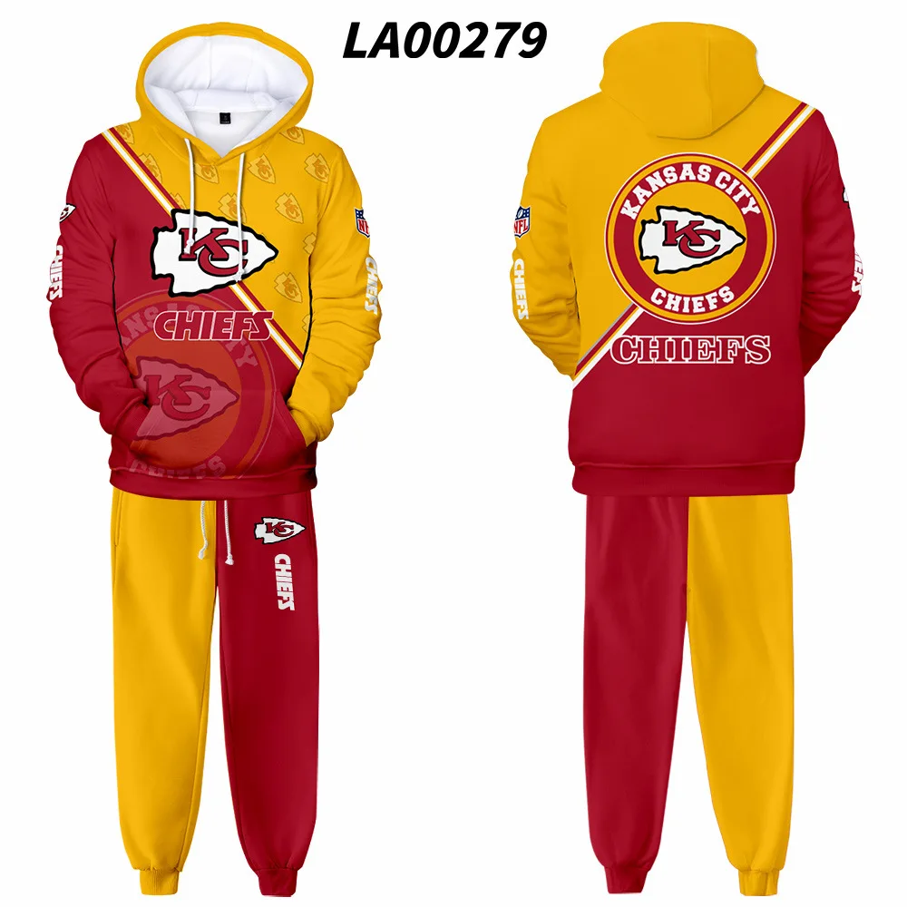 

Комплект одежды для мужчин из футбола и толстовки с 3D-принтом