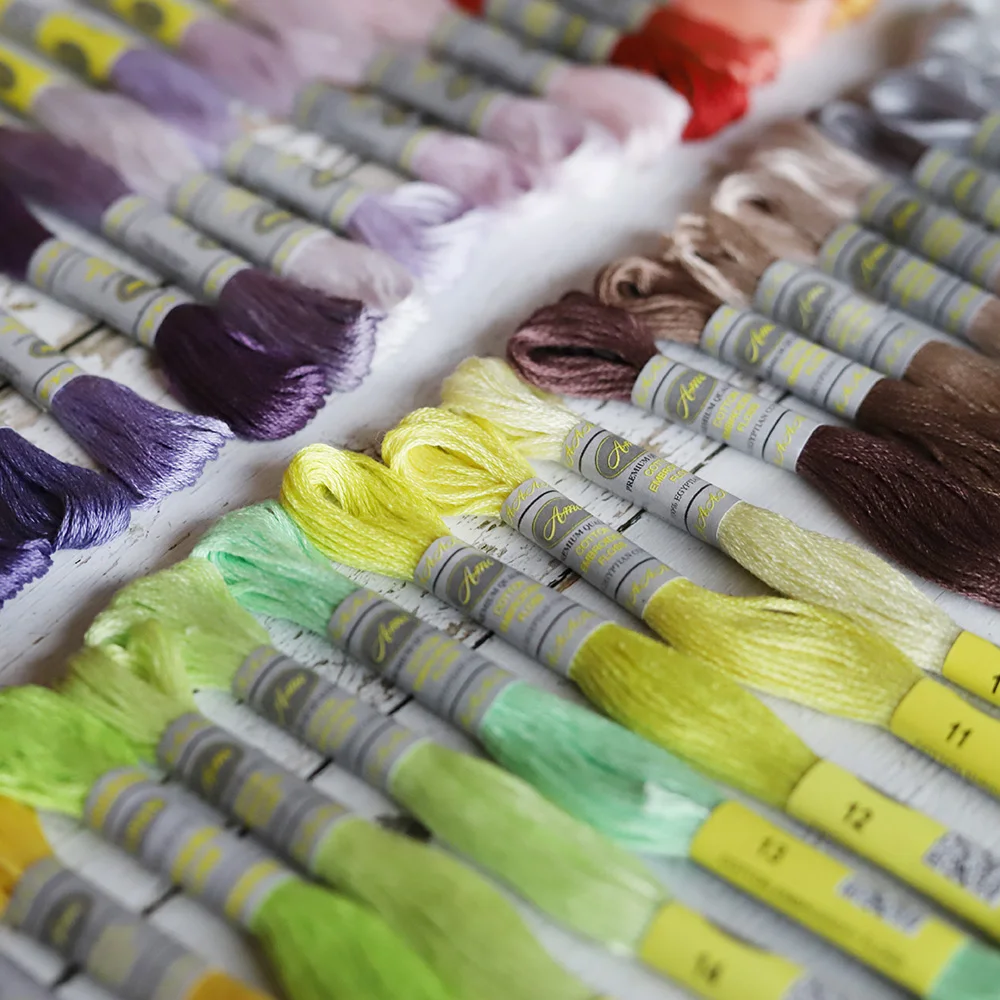 Мулине хлопковое двойное мерсеризованное 35 цветов нитки для вышивания крестиком