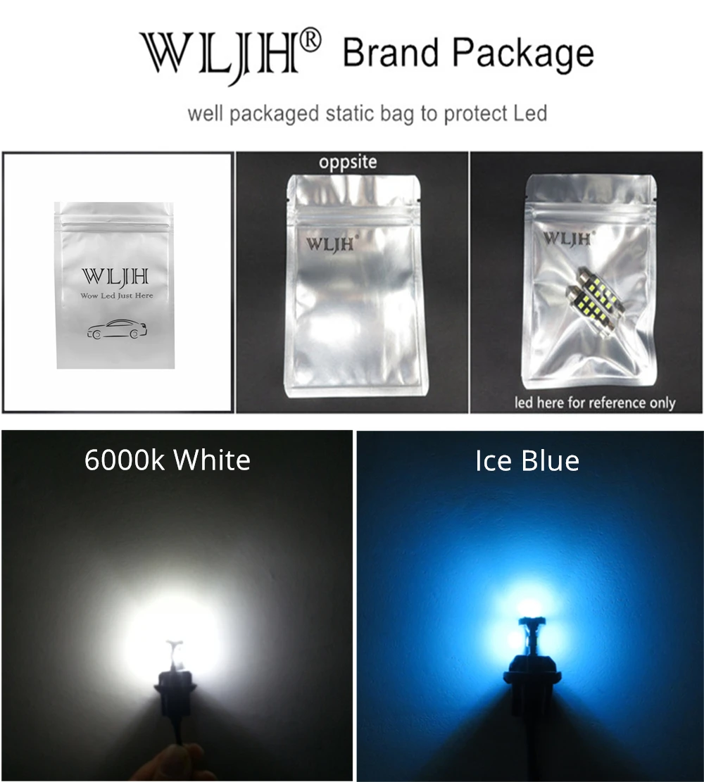 WLJH 15 шт. белый лед синий Canbus без ошибок автомобильное Внутреннее освещение