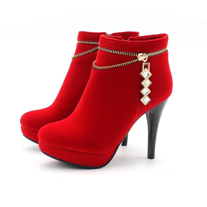 

ENMAYER Autumn Boots Fashion Women's Square Heels Ankle-High Solid Style Boots Lady's Zip Round Toe Warm Winter Boots Shoes