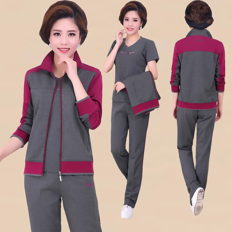 Спортивный костюм для отдыха женский осенне зимний хлопковый тройка большого