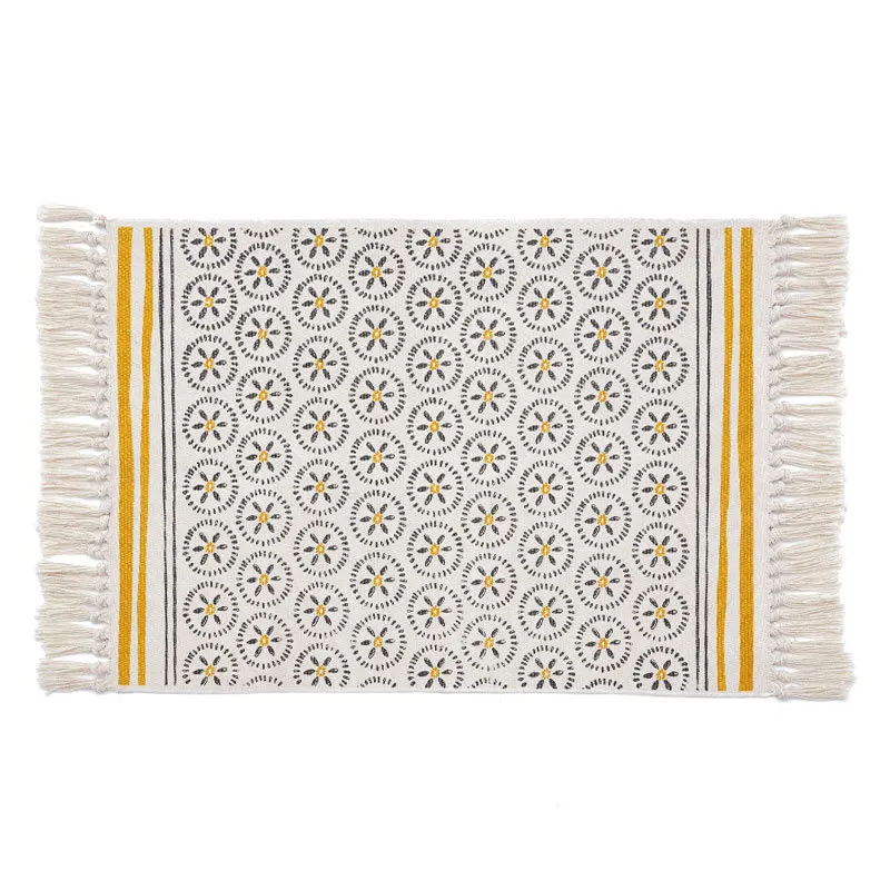 Хлопковый Плетеный Ковер кремовый богемный тряпичный коврик моющийся