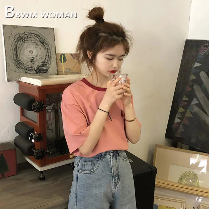 Корейская Летняя женская футболка клубника популярные женские футболки