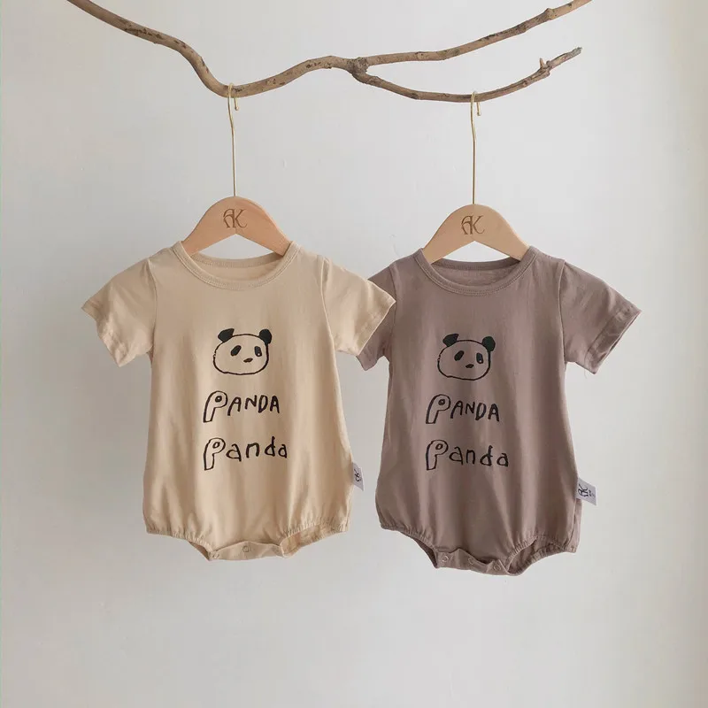 Детская одежда боди летний халат с короткими рукавами и рисунком панды хлопковое