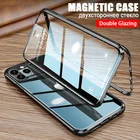 Двухсторонний стеклянный металлический каркас Магнитный чехол для телефона Передний Задний бампер для Apple iPhone 12 Pro Max 12 Pro