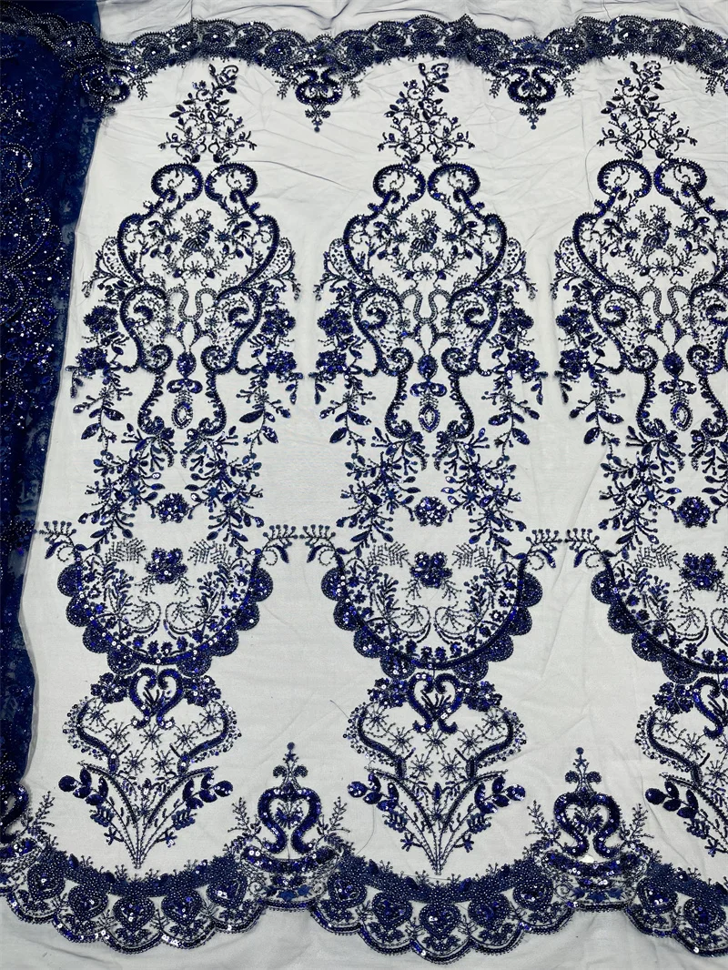 

New Design African Beaded Voile Lace Fabric 2022 High Quality Lace Sequins French Net Lace Tulle Mesh Fabrics Wedding Fabrics